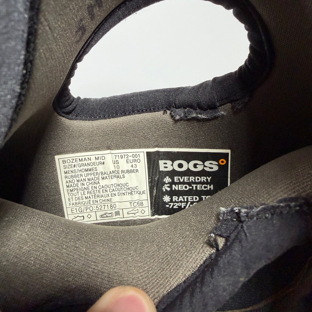Bogs Bozeman Boots Mens Size 10 Black Mid Waterproof Insulated Winter Rain 71972 - Picture 6 of 6
